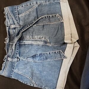 Express Super High Waisted Shortie Paperbag Tie Jean Shorts sz 6